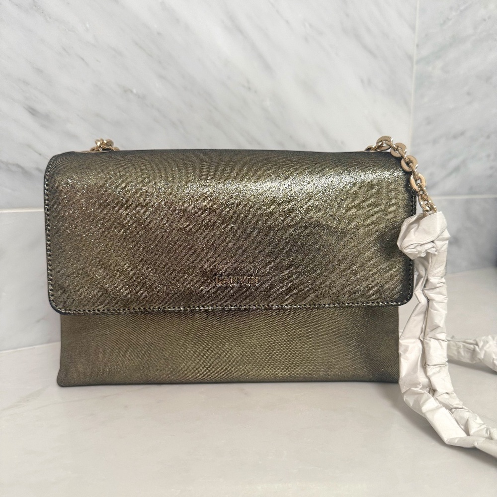 Lanvin Small Sugar Bag, Metallic Platinum  *NWT*